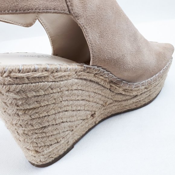 Kenneth Cole NY Odette Sandy Beige Suede Espradille Plaform Wedge Sandals - Picture 13 of 16